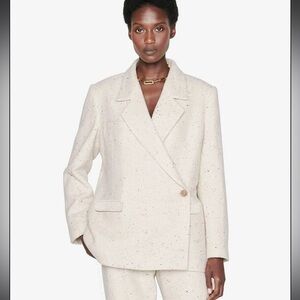 Like New Anine Bing Ivory Tweed Celeste Blazer, Large $400